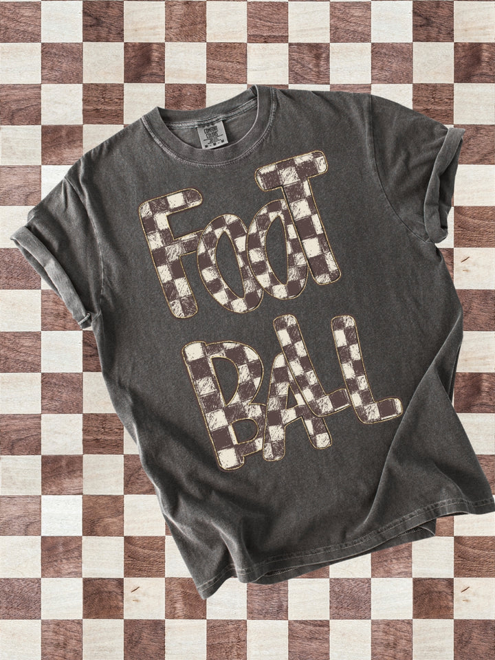 Retro Checkered Football Comfort Colors Graphic Tee