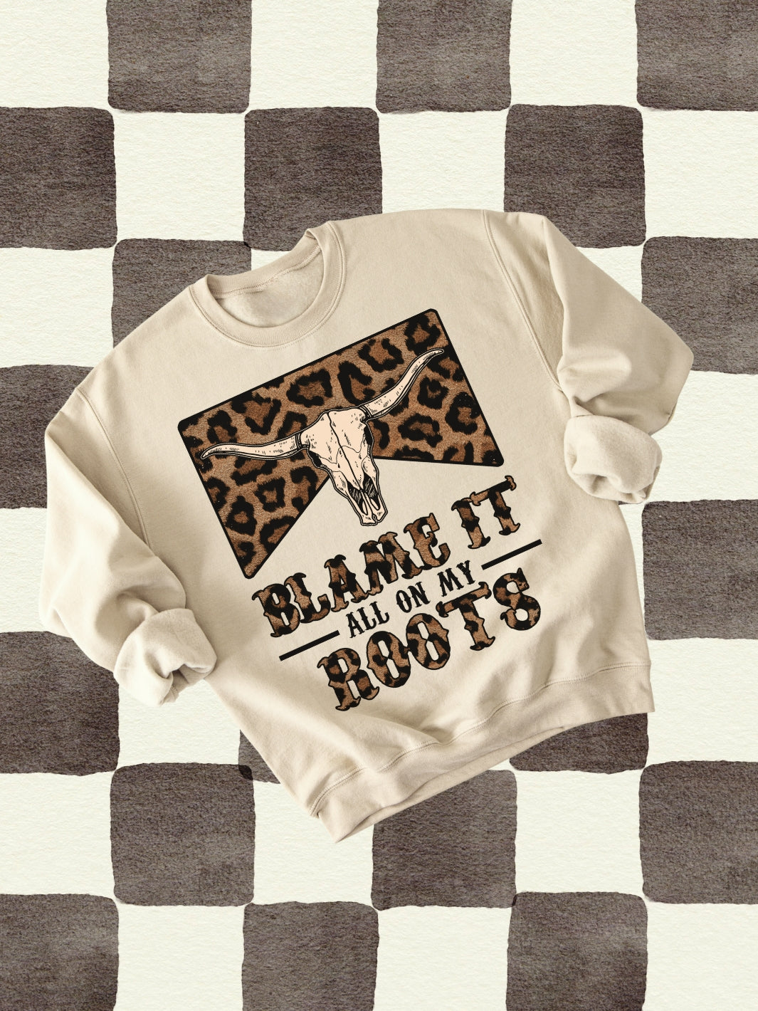 Western Blame It All On My Roots Graphic Crewneck Sweatshirt