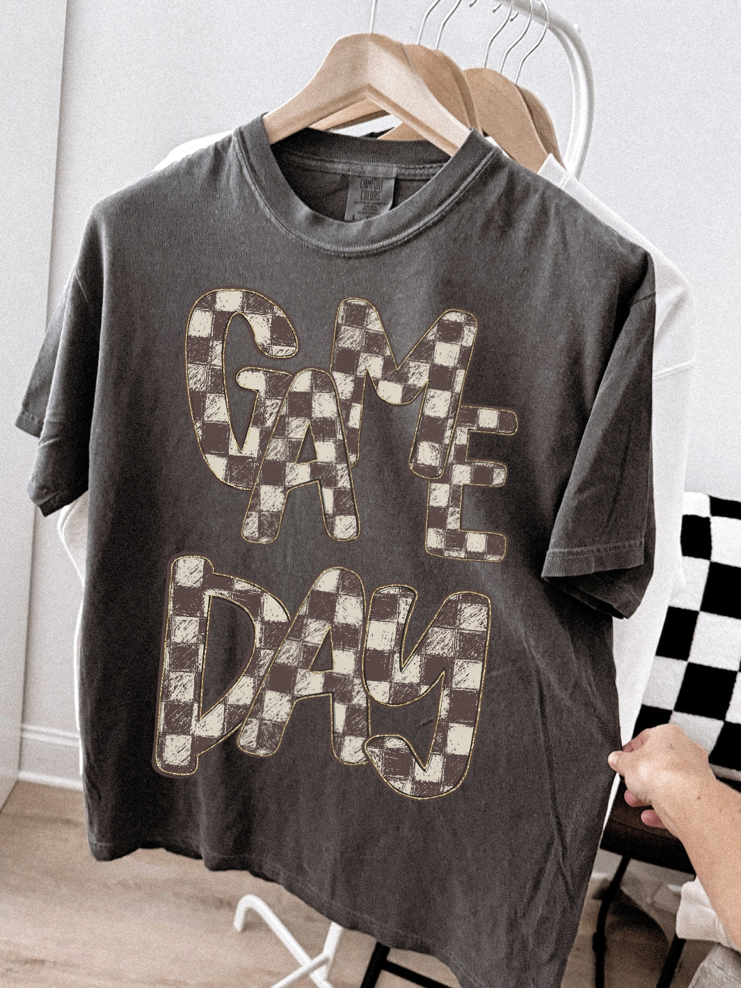 Retro Checkered Game Day Comfort Colors Graphic Tee