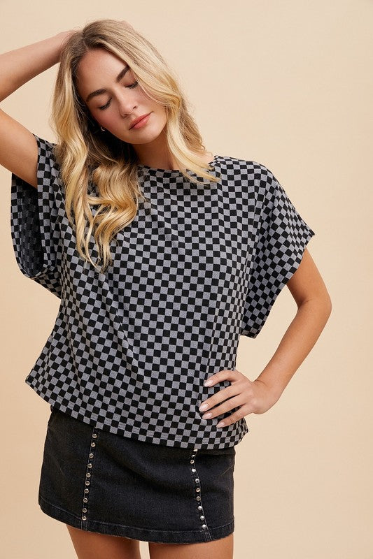 Annie Wear Checkered Top In In Black