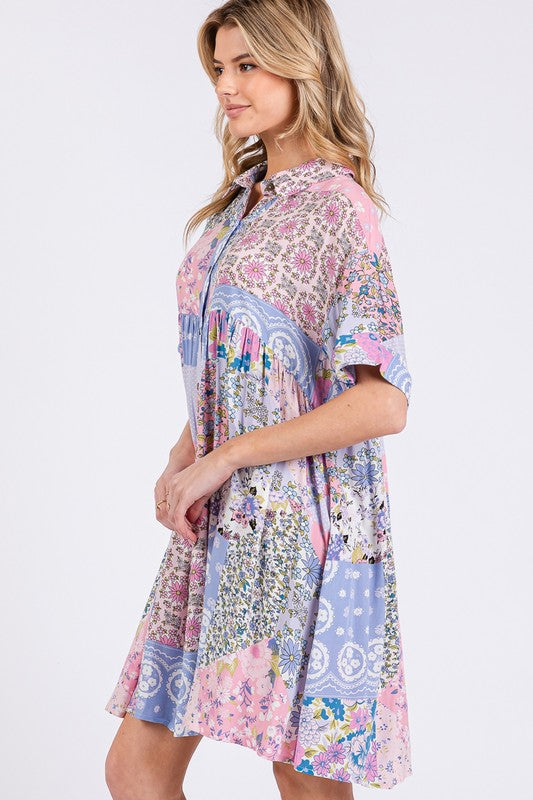 SAGE + FIG Floral Mini Dress In Pink Multi