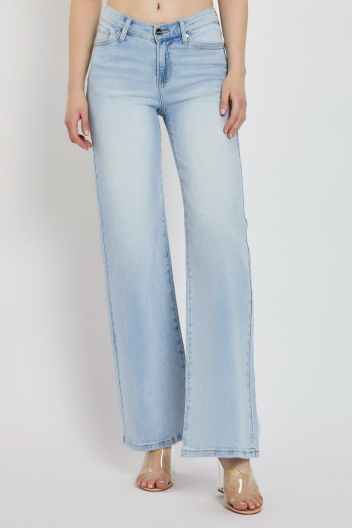 RISEN Whitney Wide Leg V Dipped Front Waist Jeans