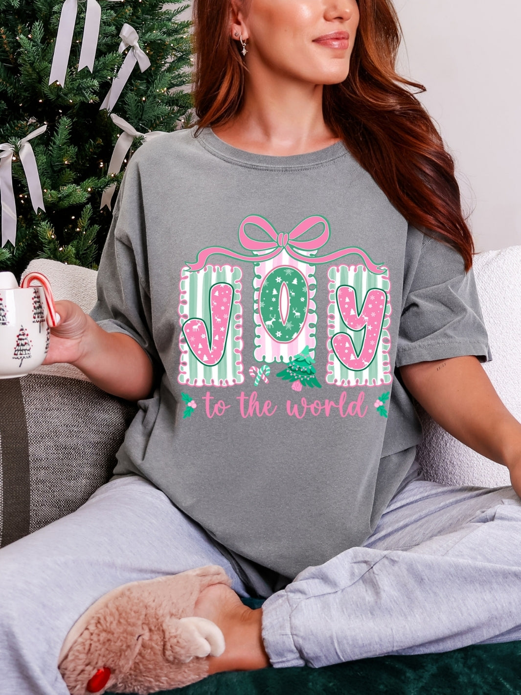 Comfort Colors Preppy Doodle Joy Christmas T-Shirt