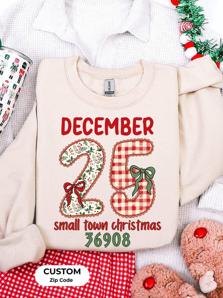 CUSTOM ZIP Gildan Small Town Christmas Sweatshirt