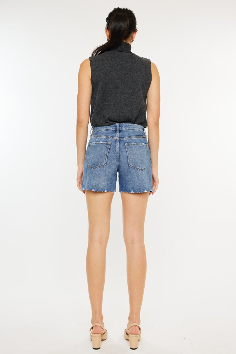 Kancan Naomi Distressed High Waist Denim Shorts