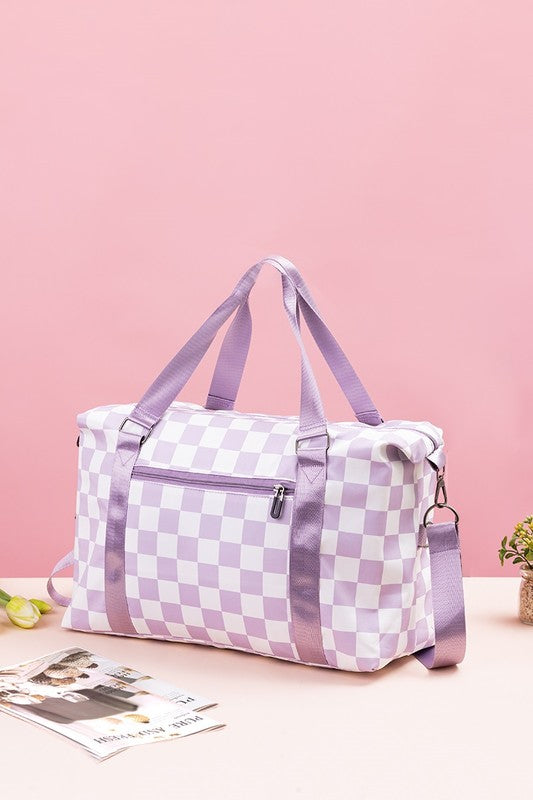 Girly Checkered Multi-Pocket Travel Bag