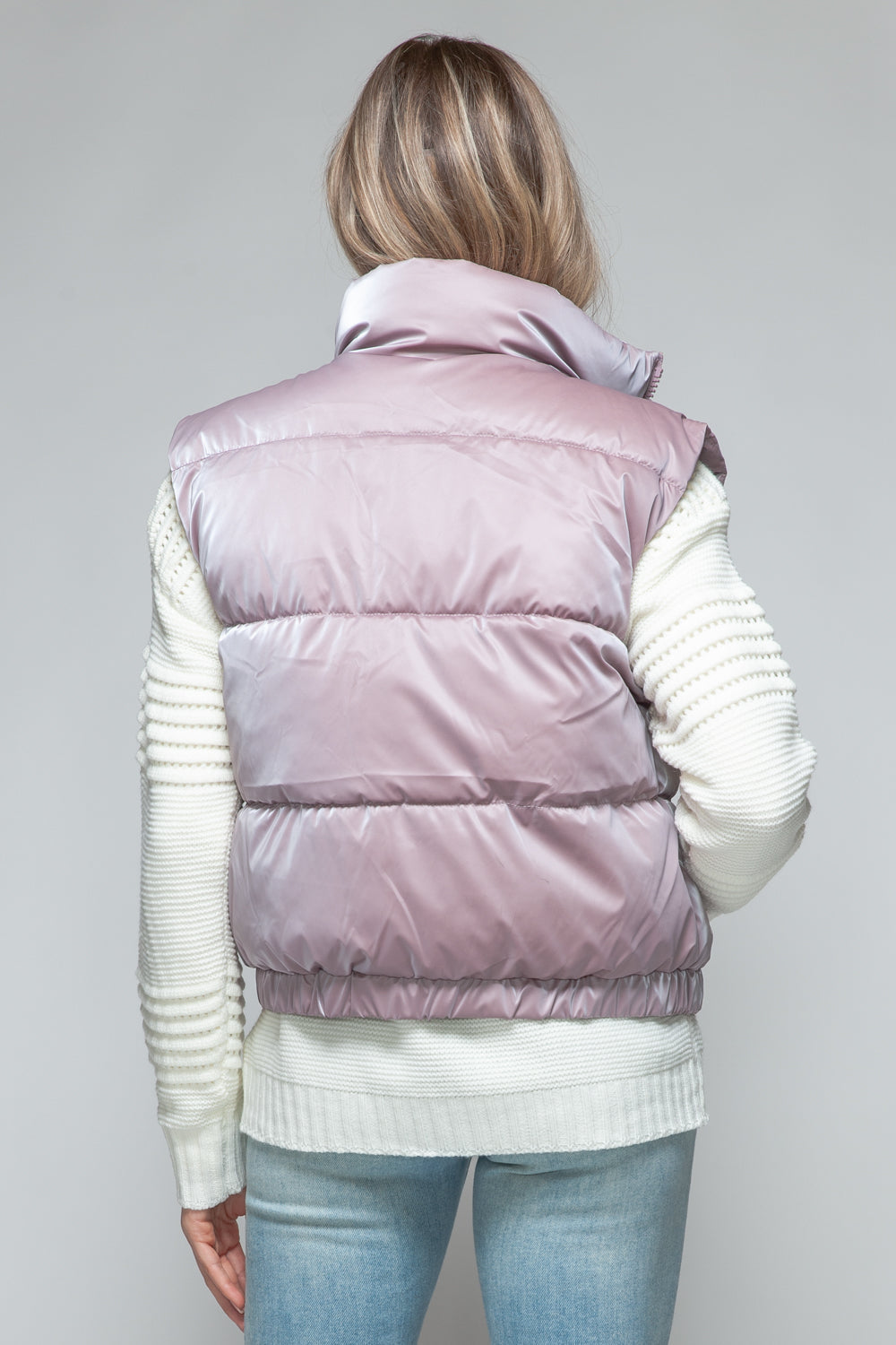 Snobbish Fine Fur Lining Quilted Vest In Dark Rose