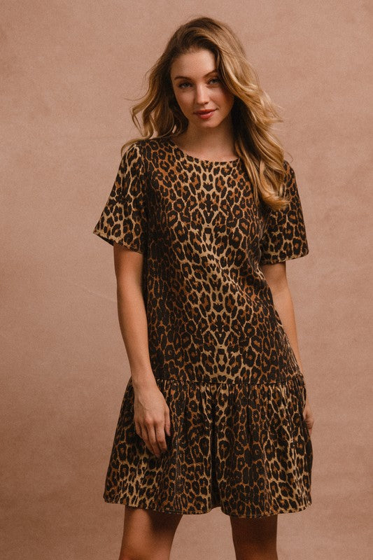 BiBi Tie Back Leopard Dress