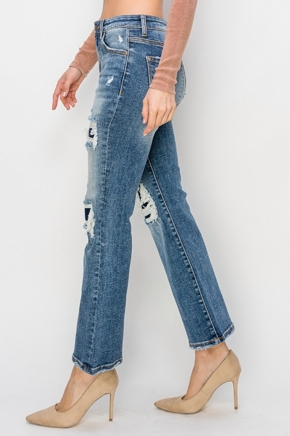 Risen Theresa High Rise Distressed Ankle Flare Jeans