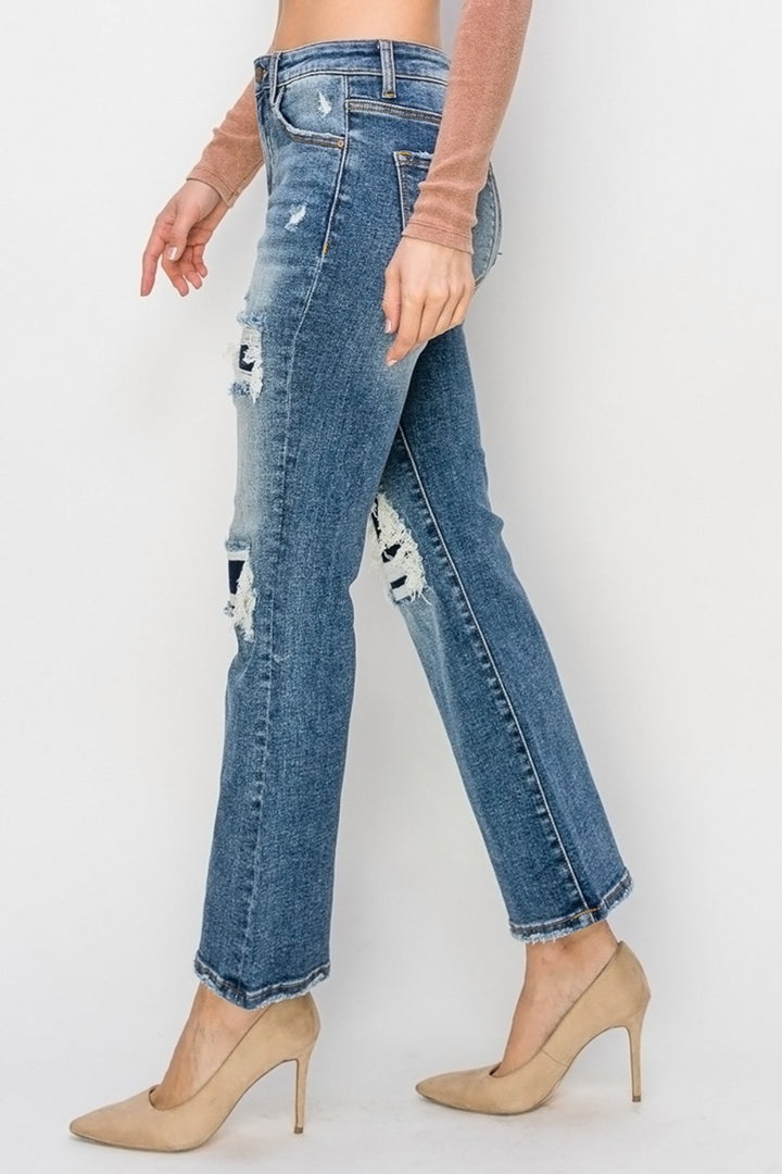 Risen Theresa High Rise Distressed Ankle Flare Jeans