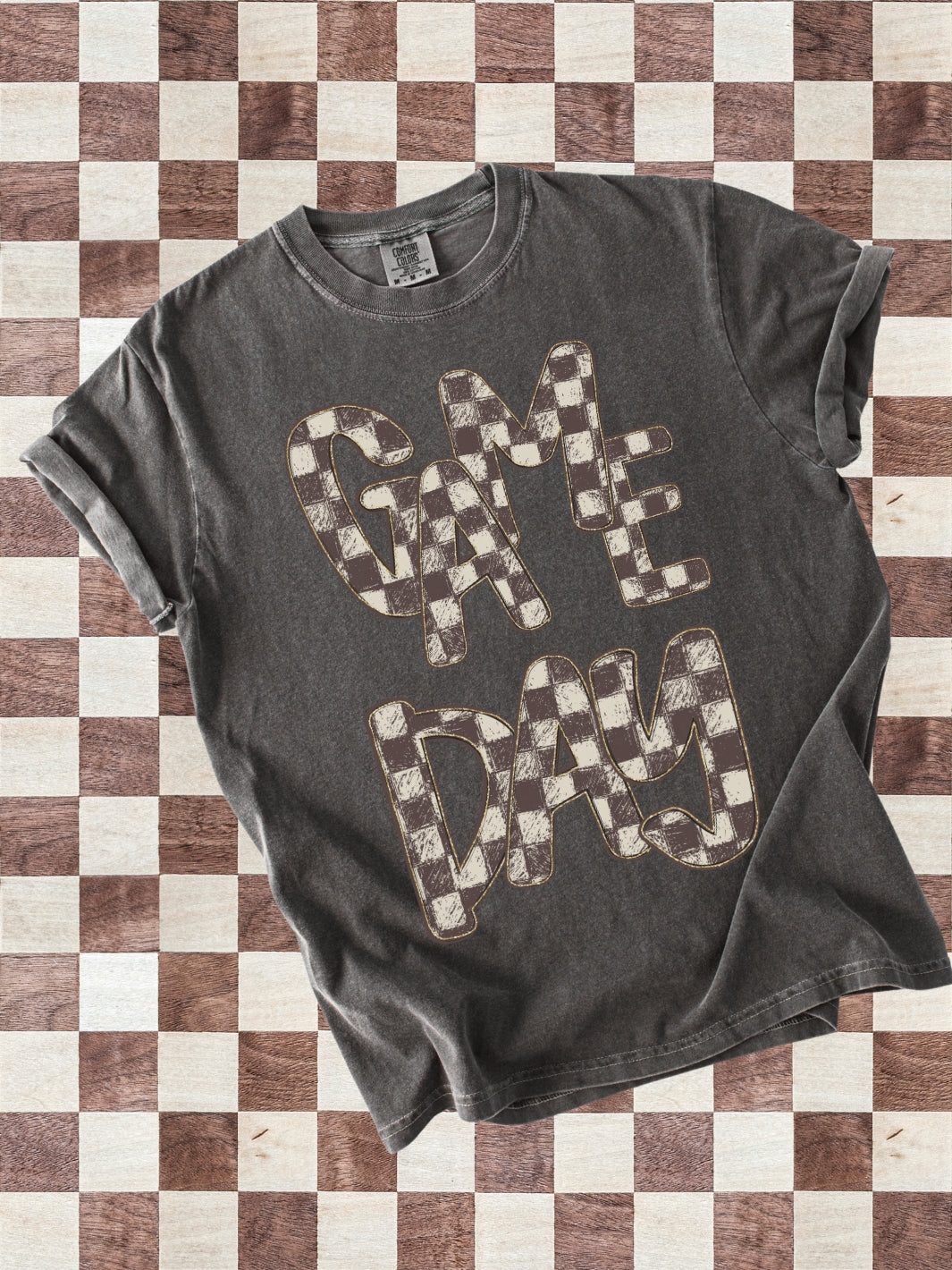 Retro Checkered Game Day Comfort Colors Graphic Tee