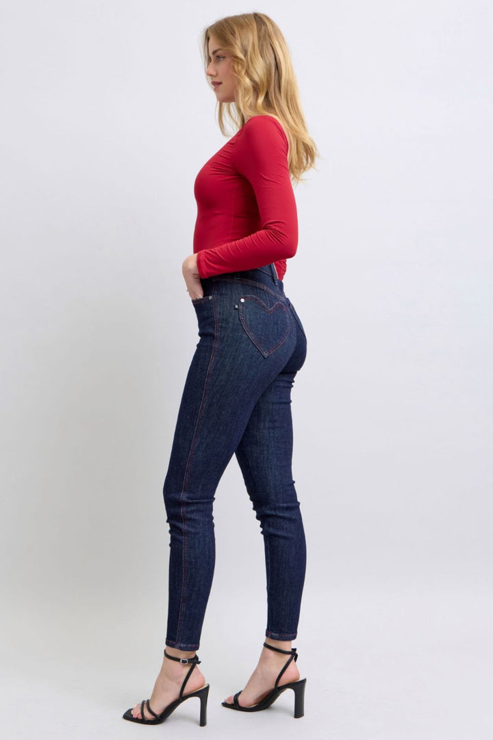 Judy Blue High Rise Heart Shaped Back Pockets Skinny Jeans