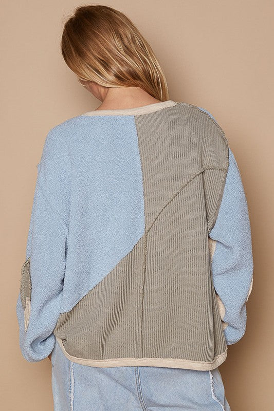 POL Color Block Half Zip Sweatshirt In Pastel