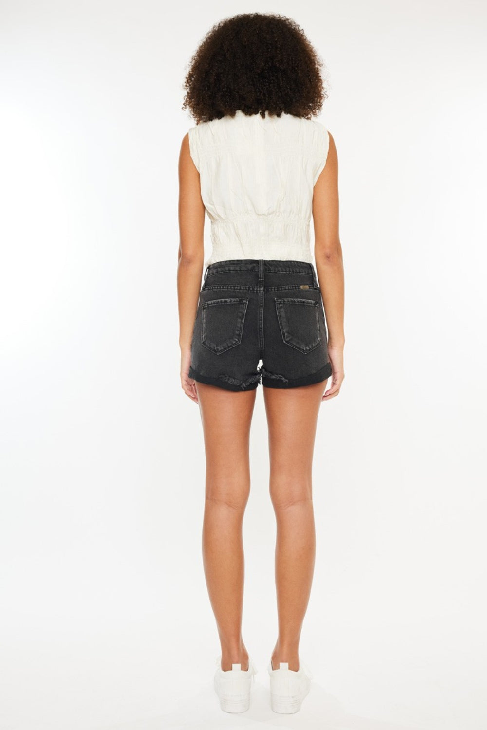 Kancan Riley High Waist Distressed Denim Shorts