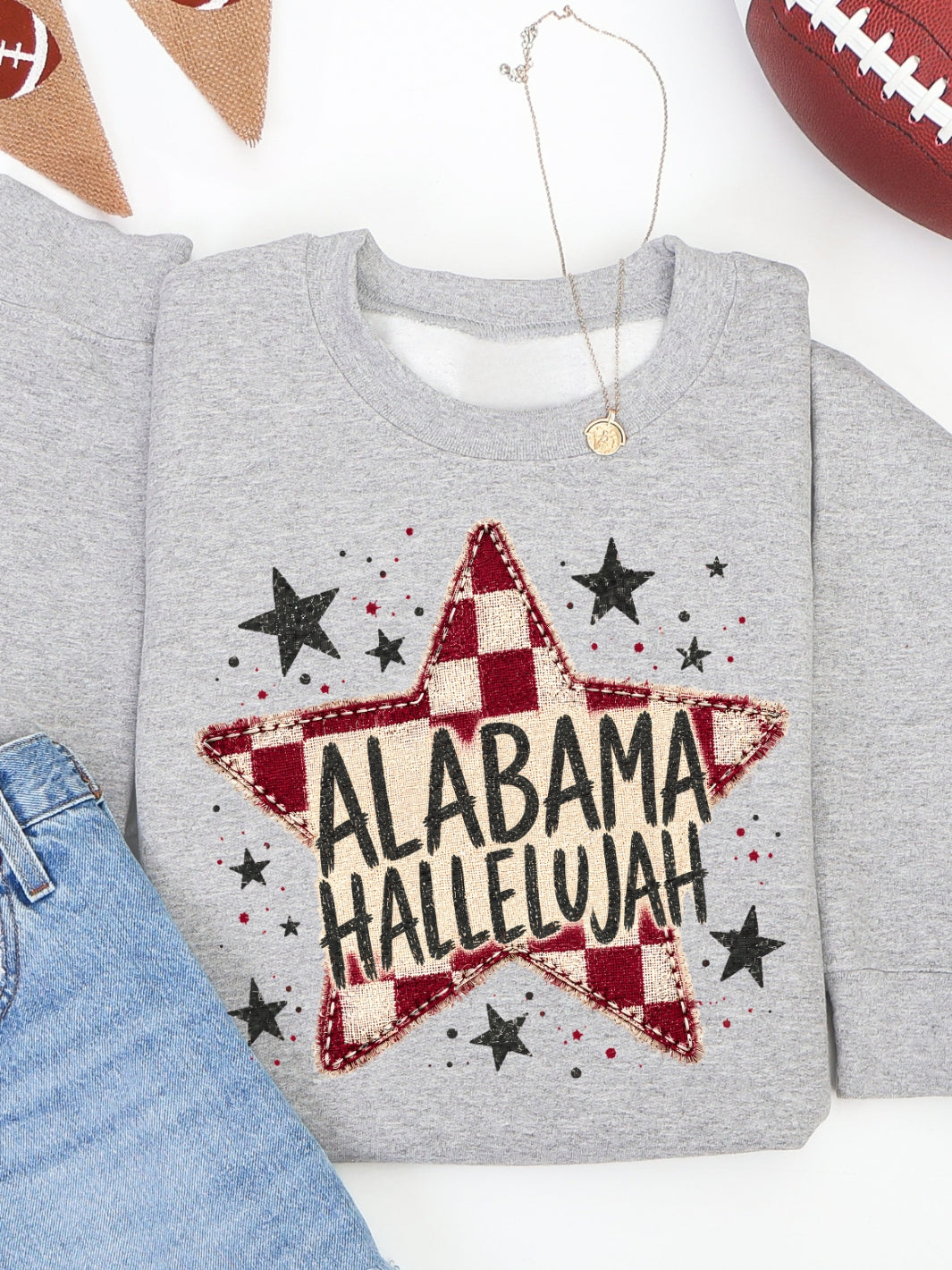 Retro Alabama Hallelujah Game Day Graphic Crewneck Sweatshirt