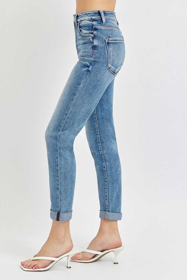 Risen Annie High Rise Cropped Roll Up Jeans