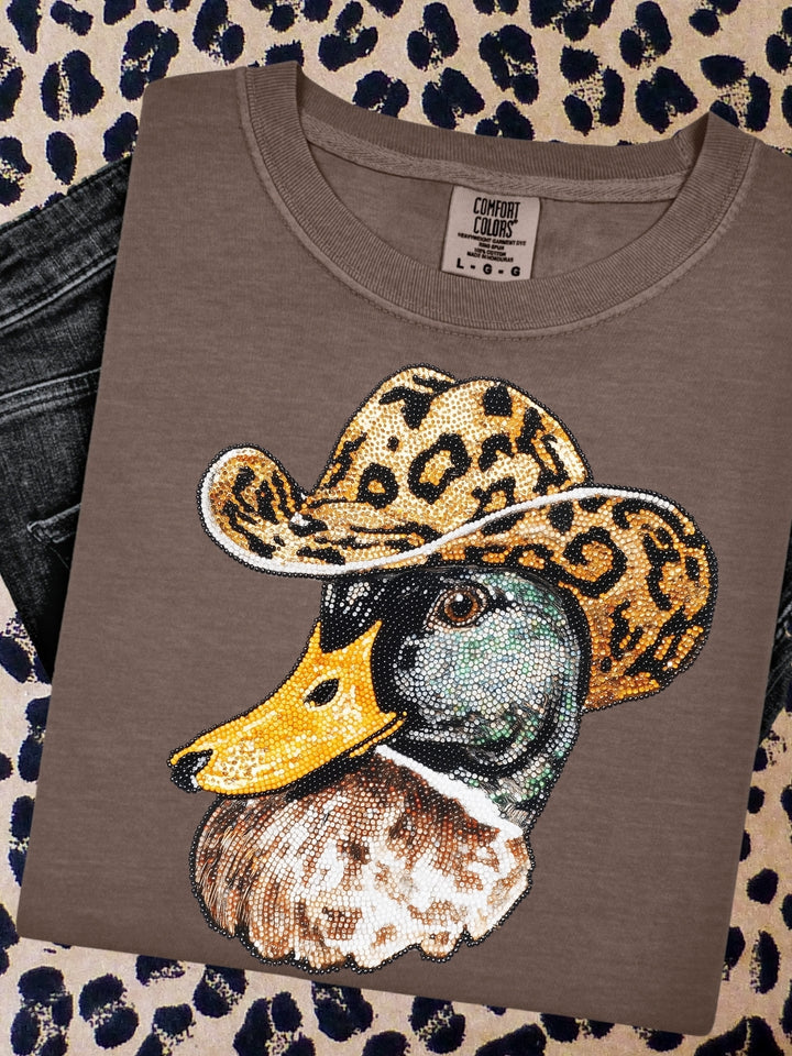 Western Duck Leopard Print Comfort Colors Graphic Tee