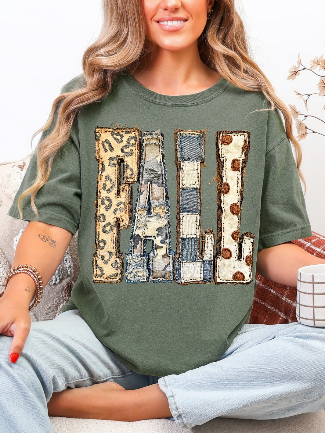 Retro Leopard Fall Faux Patchwork Comfort Colors Graphic Tee