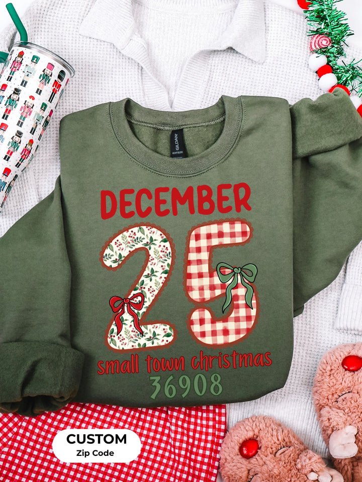 CUSTOM ZIP Gildan Small Town Christmas Sweatshirt