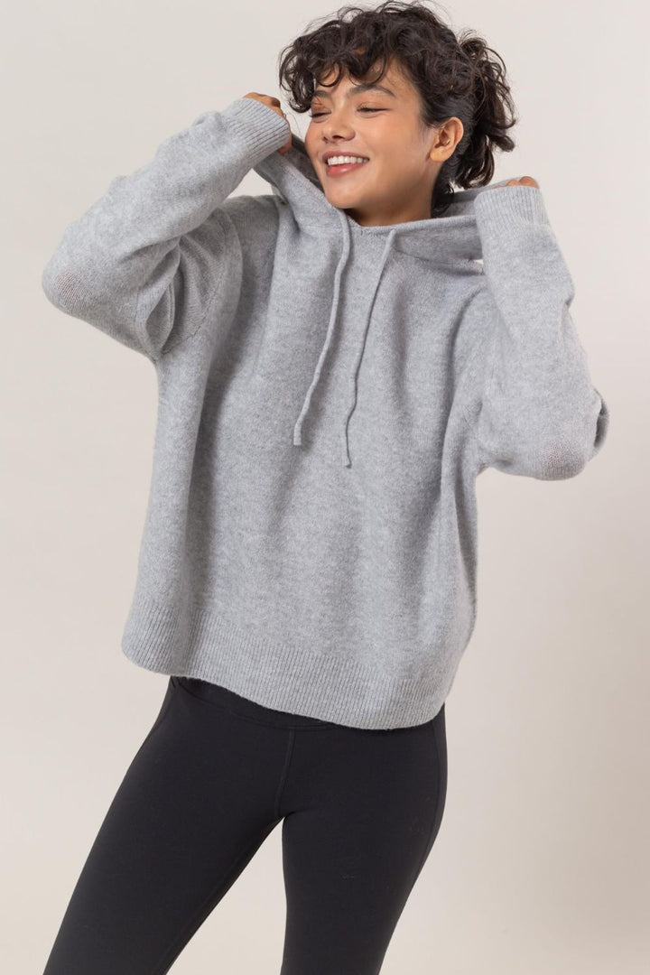 HYFVE Drawstring Long Sleeve Hooded Sweater In Gray