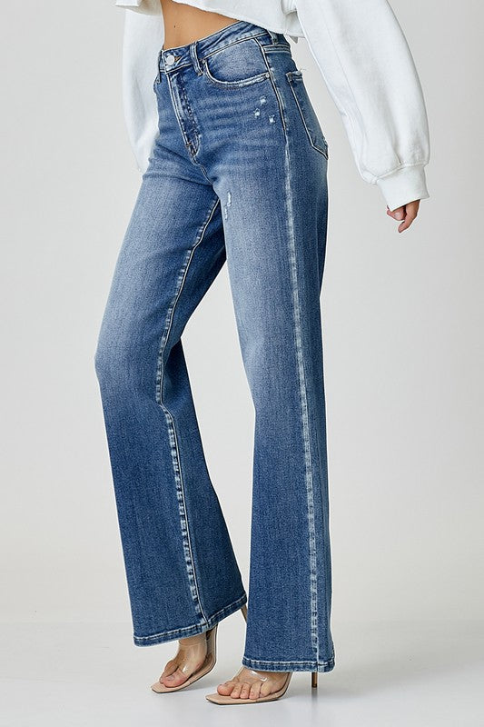 RISEN High Waist Jeans with Pockets In Medium Wash