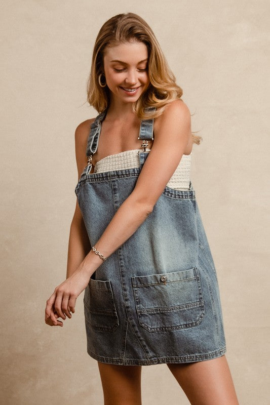 BiBi Washed Denim Overall Dress