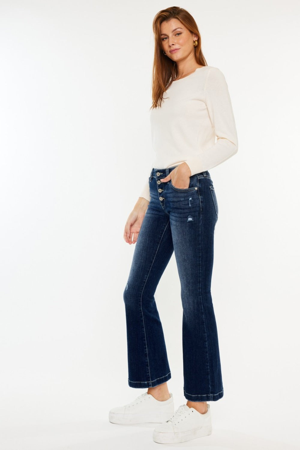 Kancan Bell Mid Rise Button Fly Flare Jeans