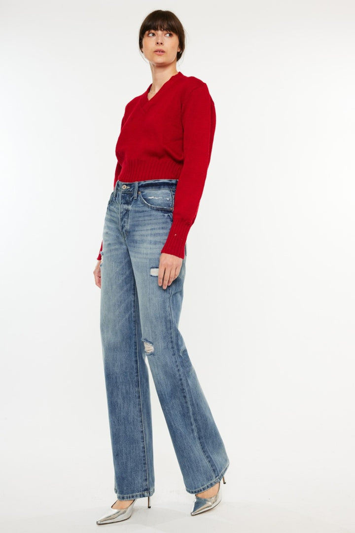 Kancan Sadie Distressed High Waist Bootcut Jeans