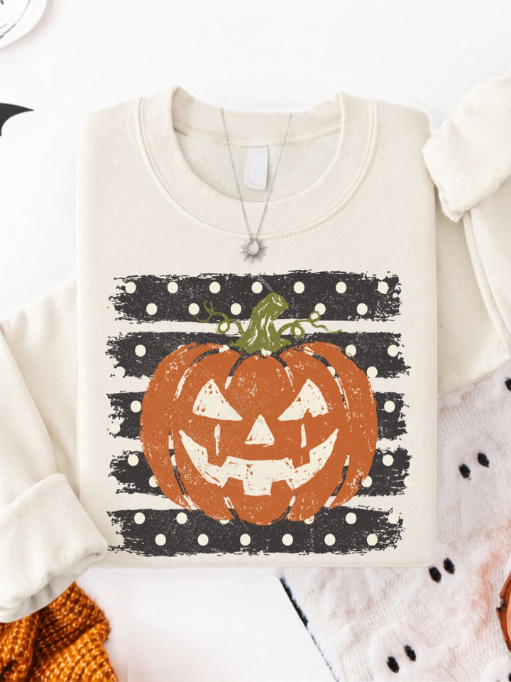 Retro Jack Pumpkin Graphic Crewneck Sweatshirt