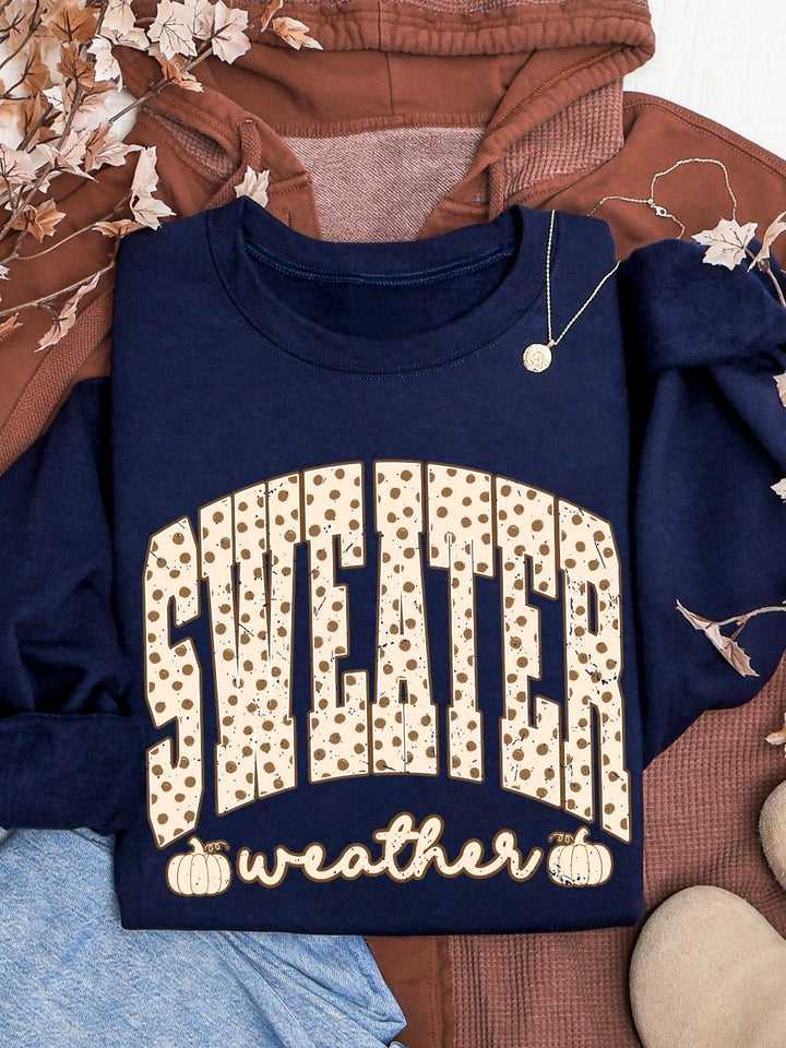 Retro Sweater Weather Polka Dots Graphic Crewneck Sweatshirt