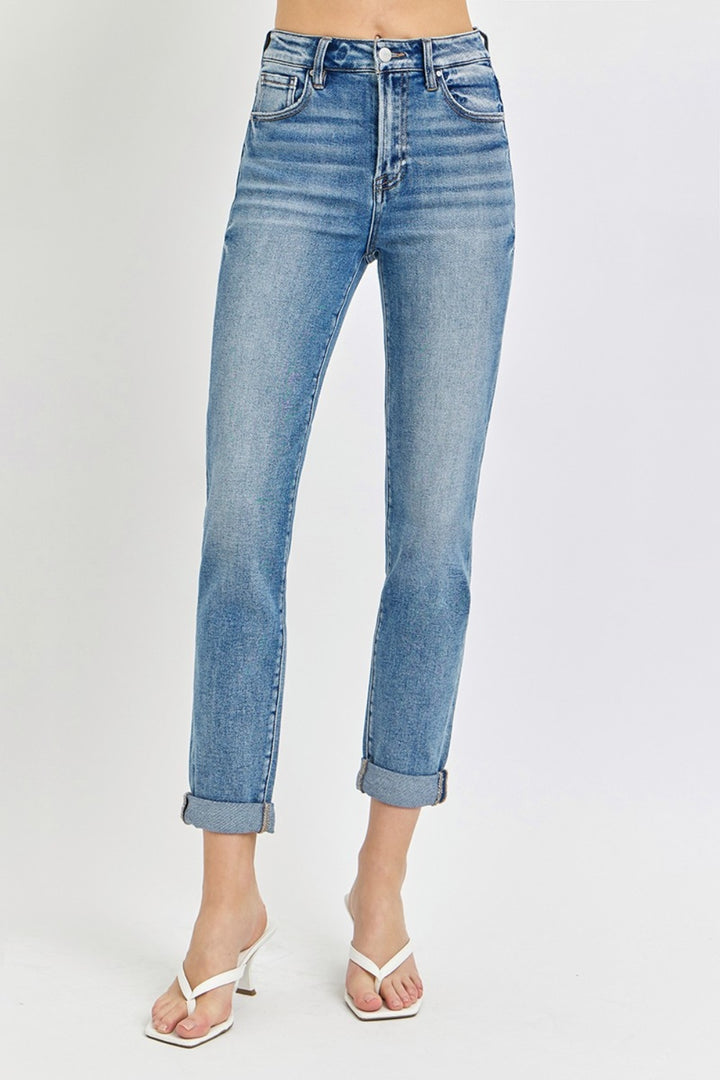 Risen Annie High Rise Cropped Roll Up Jeans