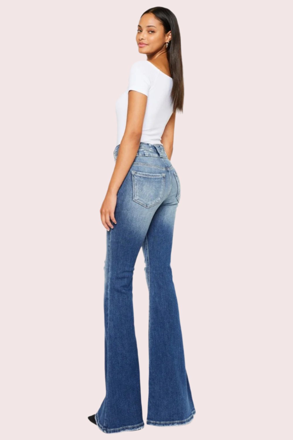 Kancan Andrea High Rise Wide Waistband Flare Jeans