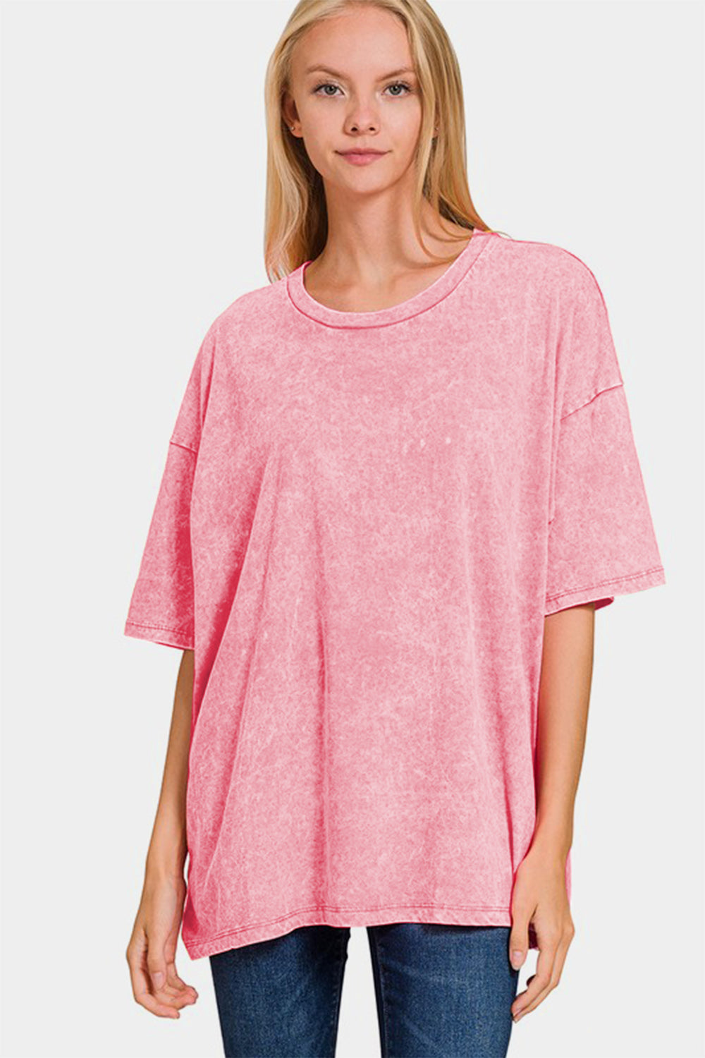 Zenana Washed Oversized T-Shirt In Pink