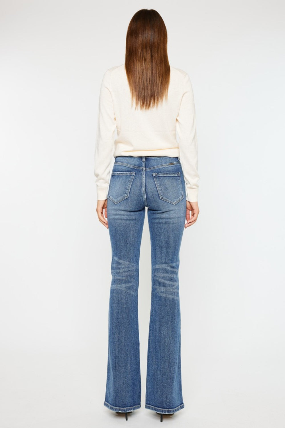 Kancan Cat's Whiskers High Waist Flare Jeans In Medium Wash