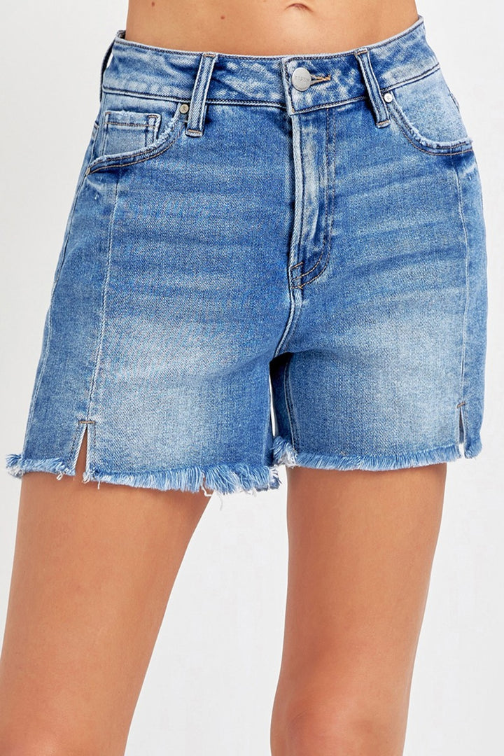 RISEN Urban Edge Front Slit Denim Shorts