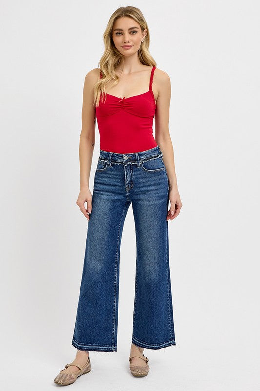 RISEN Tummy Control Bootcut Jeans In Dark Wash