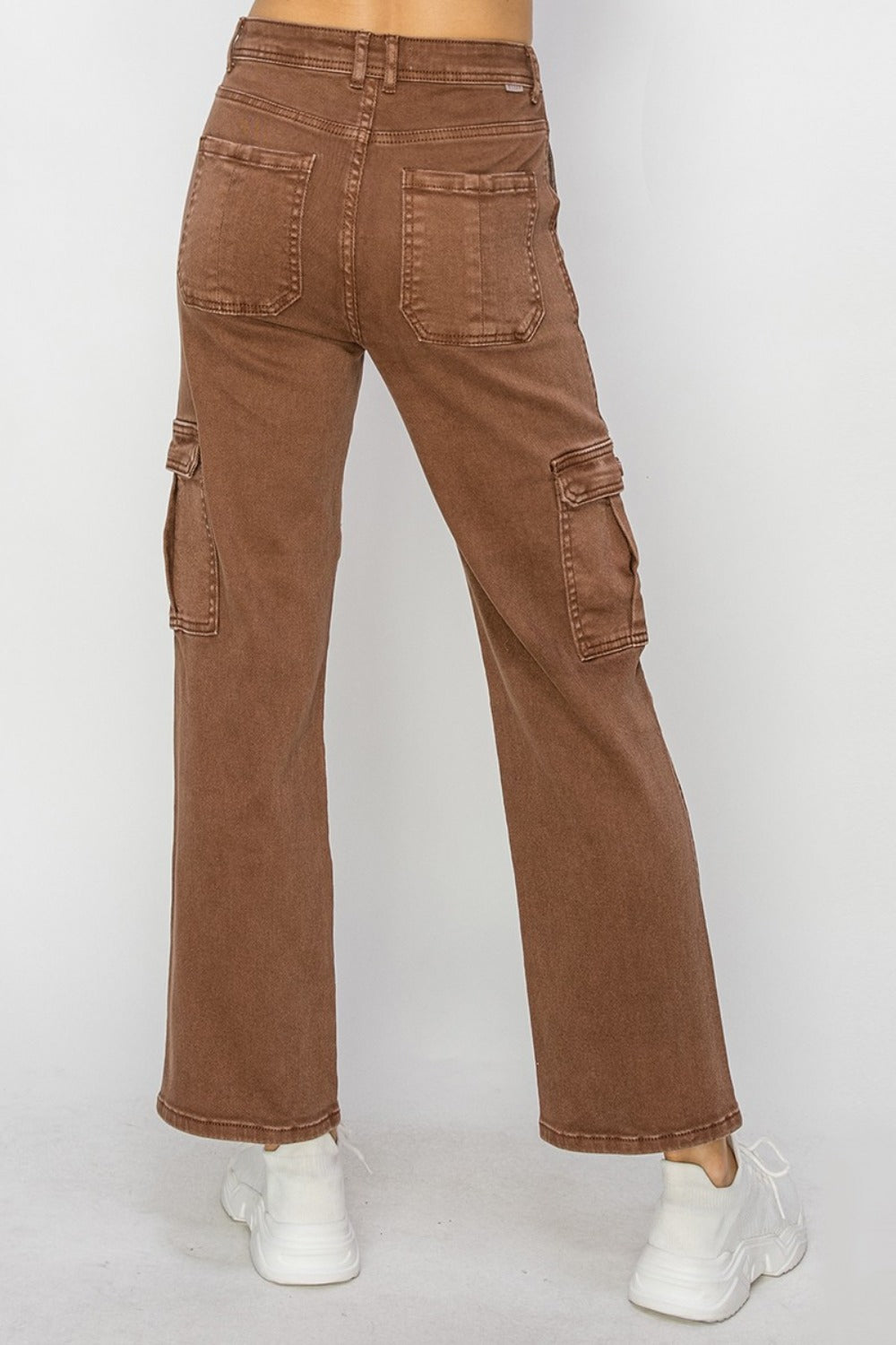 Risen High Rise Cargo Jeans In Espresso