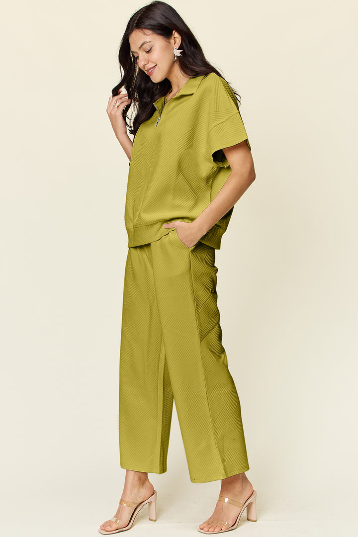 Lane Textured Trend Half Zip Top & Pants Set