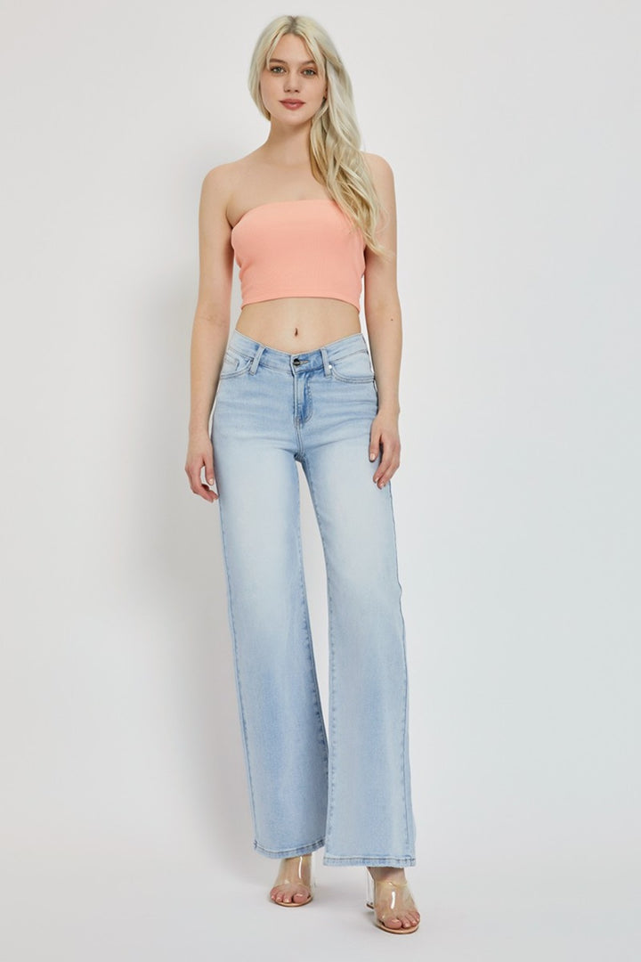 RISEN Whitney Wide Leg V Dipped Front Waist Jeans