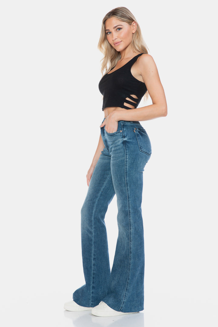 Judy Blue Sarah Tummy Control Cut Hem Flare Jeans