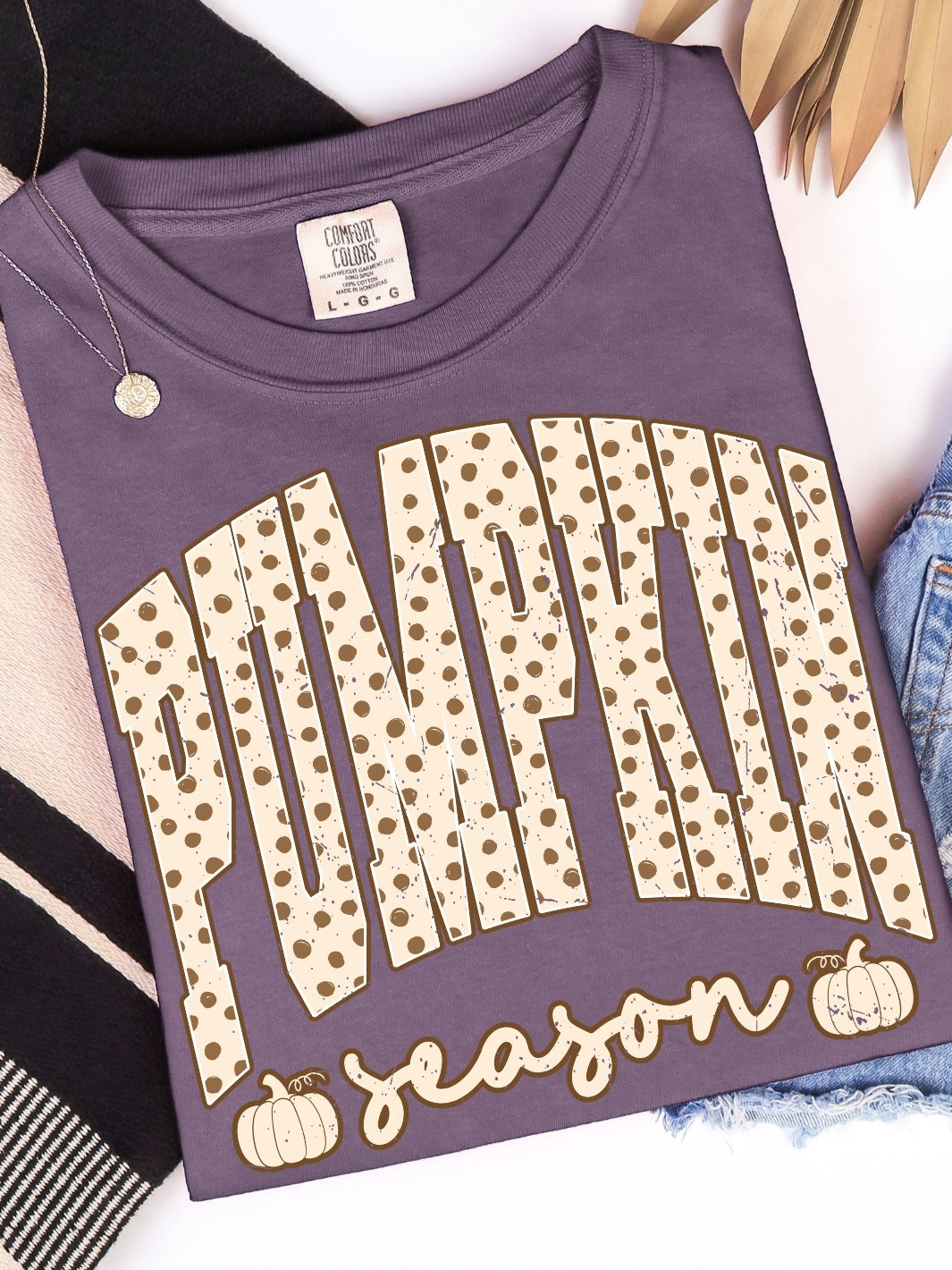 Retro Polka Dots Pumpkin Season Comfort Colors Graphic Tee