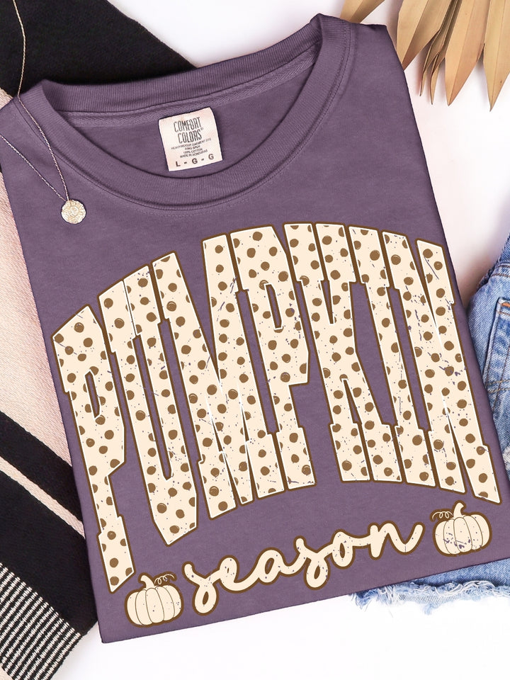 Retro Polka Dots Pumpkin Season Comfort Colors Graphic Tee