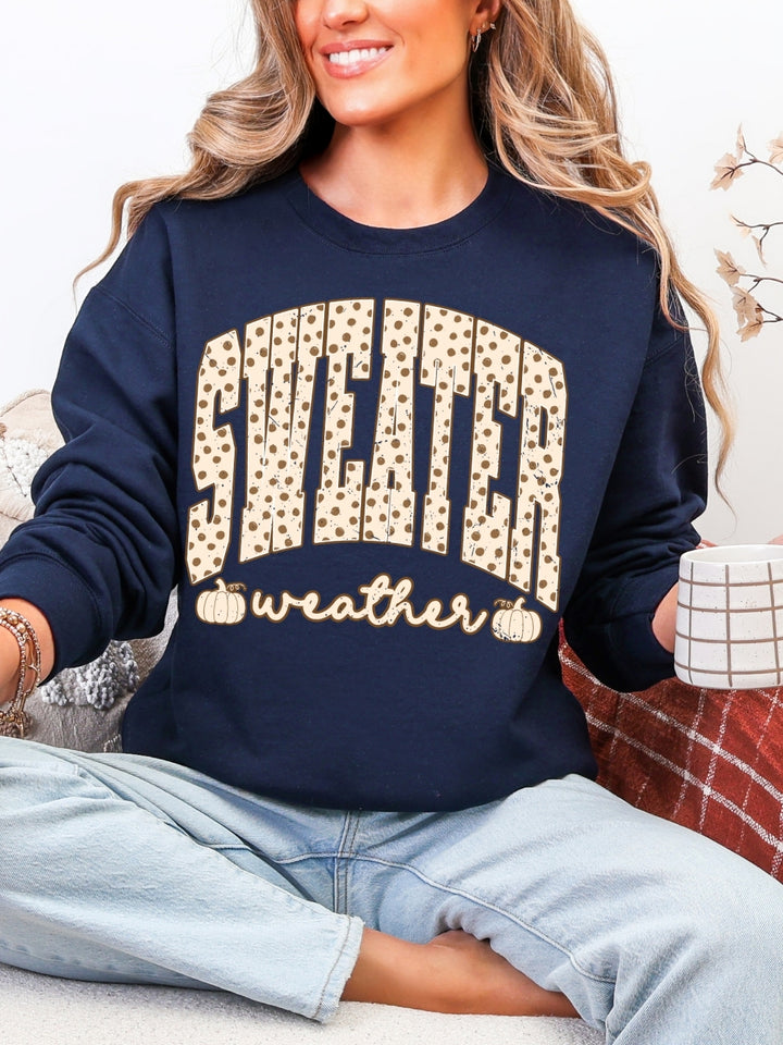 Retro Sweater Weather Polka Dots Graphic Crewneck Sweatshirt
