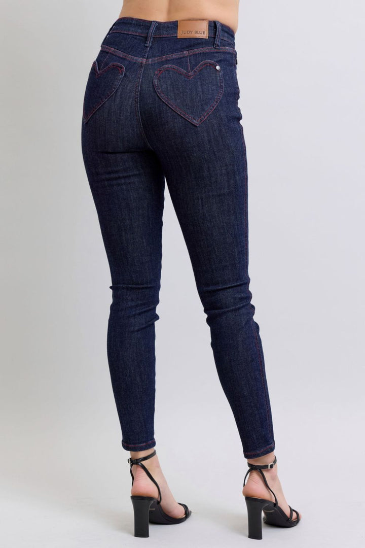 Judy Blue High Rise Heart Shaped Back Pockets Skinny Jeans