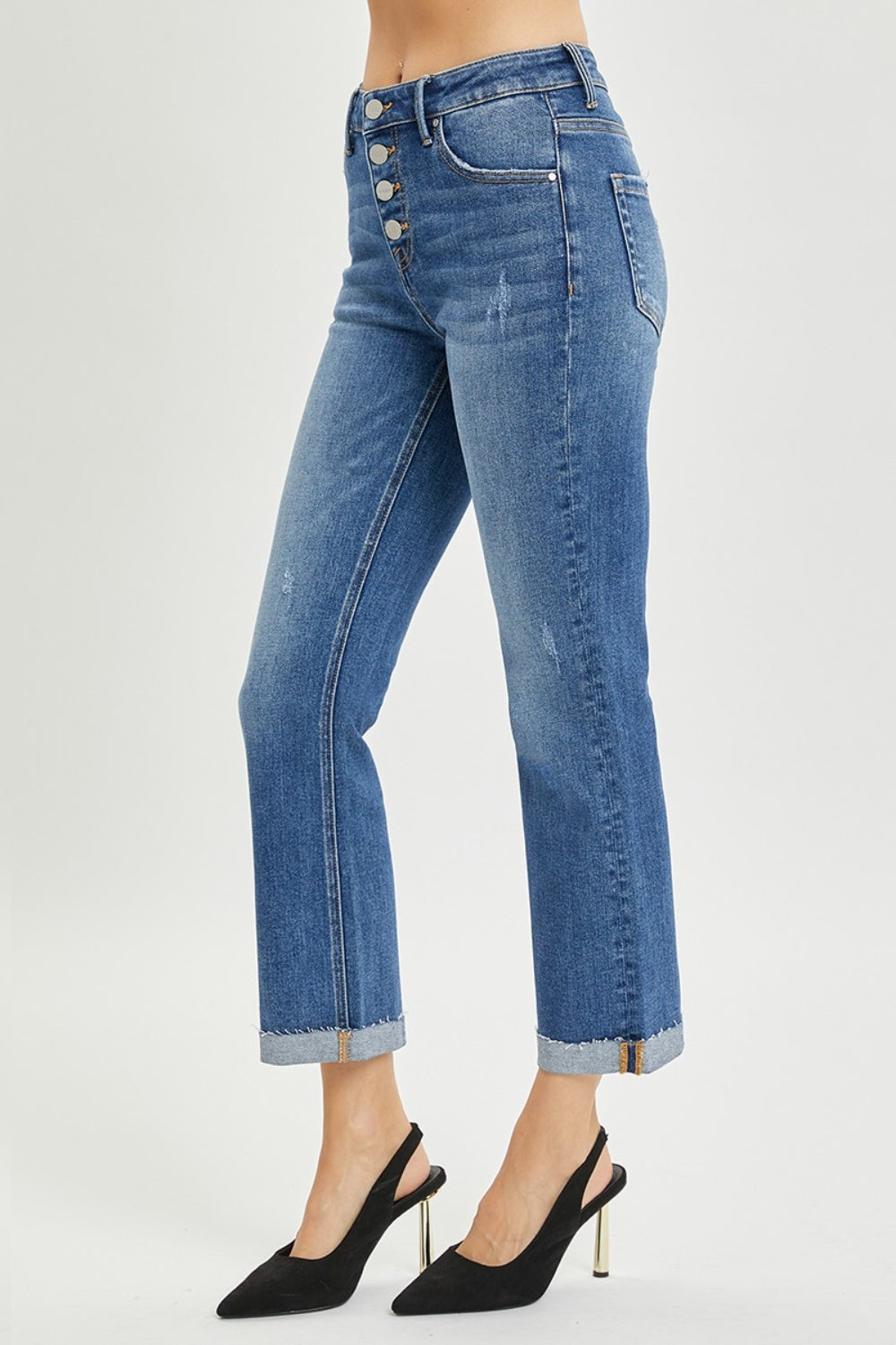 RISEN Beth Button Fly Cropped Bootcut Jeans