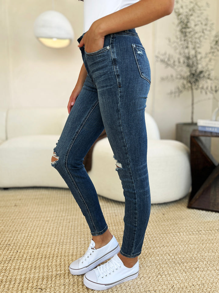 Judy Blue Versatile Mid Waist Distressed Slim Jeans