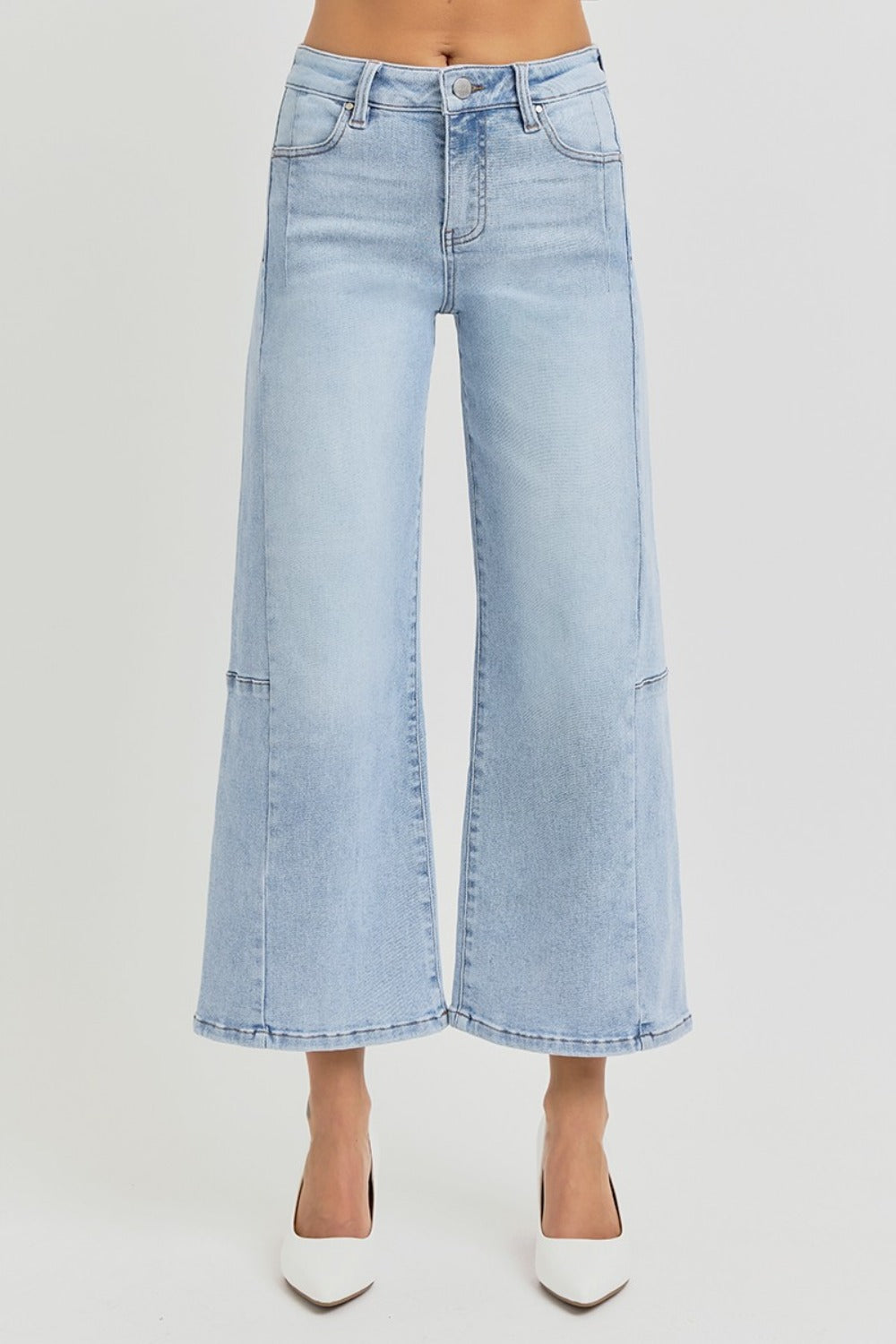 RISEN Laine High Rise Seamed Detail Wide Leg Crop Jeans