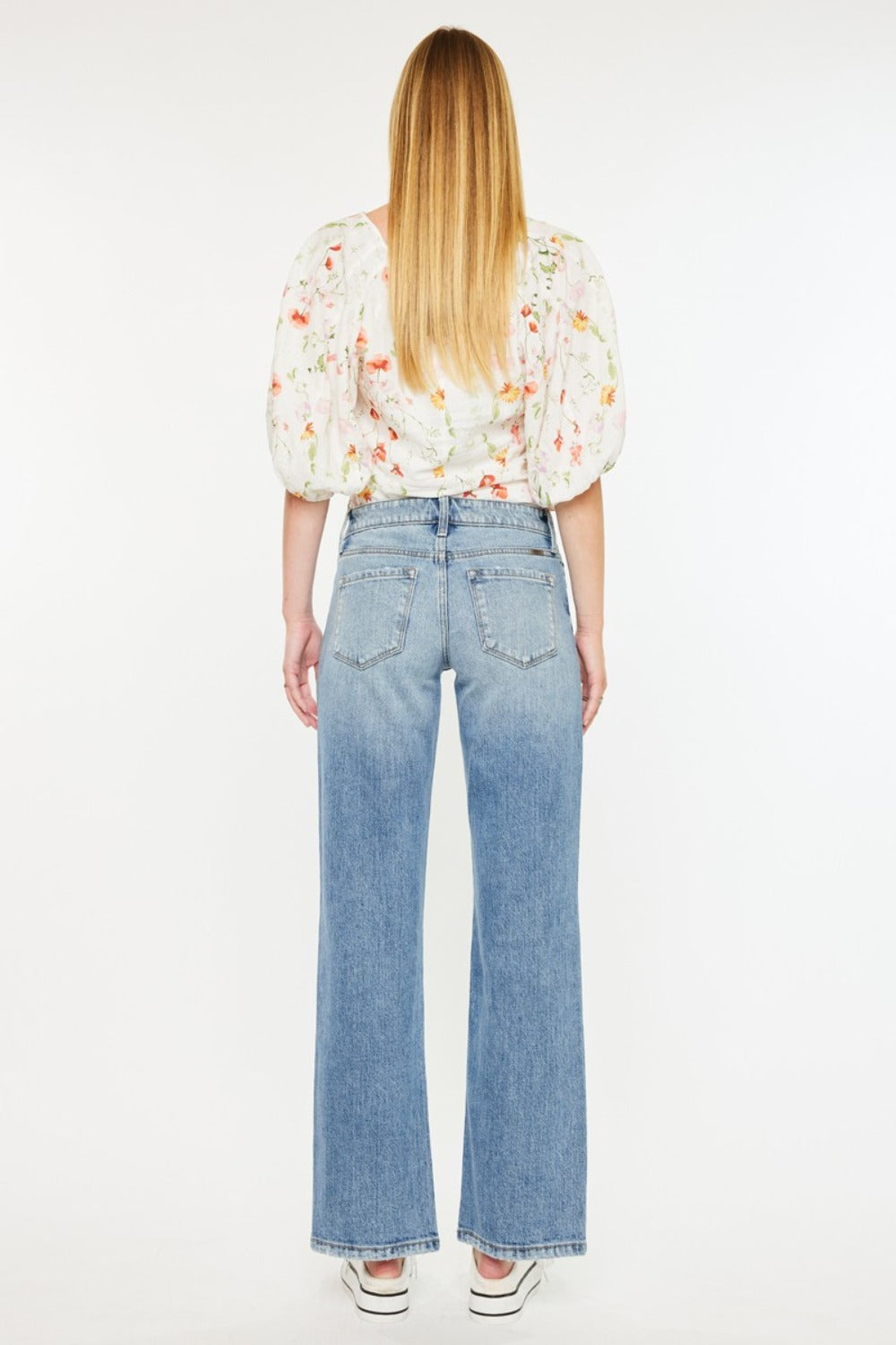 Kancan Vibe Mid Rise Frayed Hem Straight Jeans