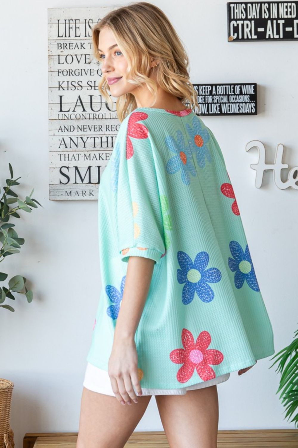 Hope Floral Waffle Oversize T-Shirt