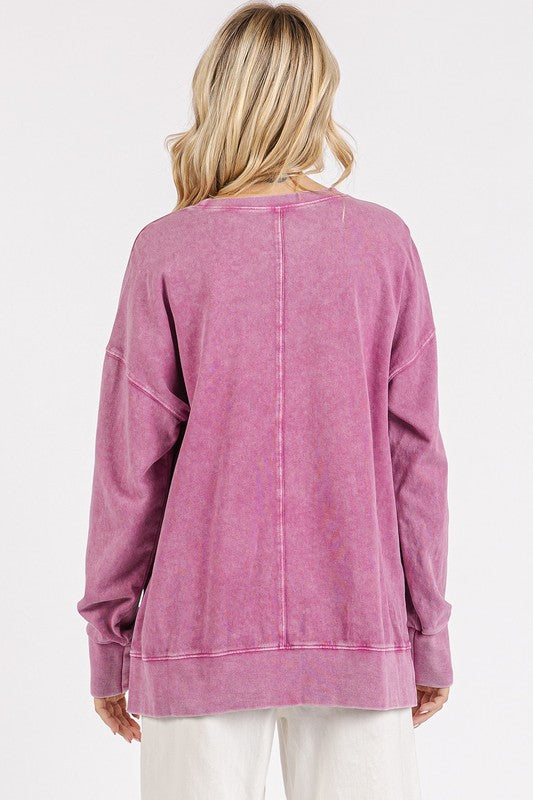 Mittoshop Flower Patch Mineral Wash Sweatshirt In Pink